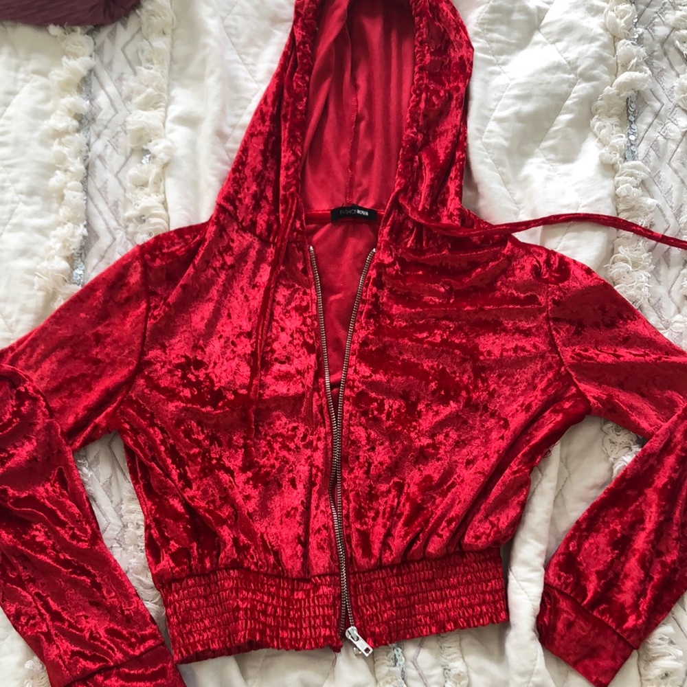 Fashion nova velvet crop hoodie